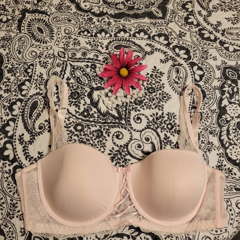 Elegant Lace Trimmed Pink Bra